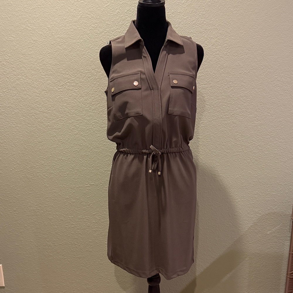 Boston Proper Sleeveless Army Green Mini Dress